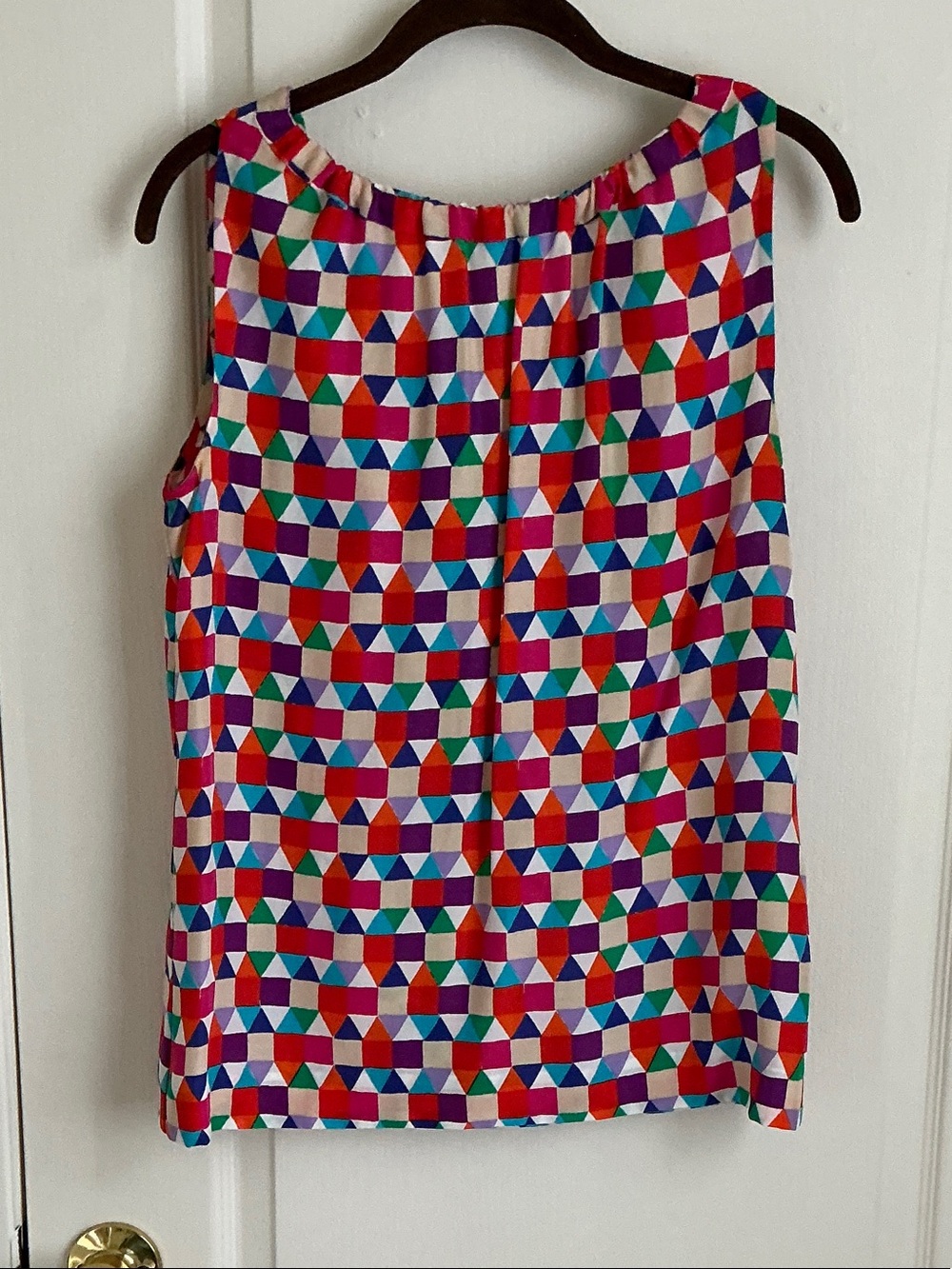 kate spade Multicolor Geometric Silk Tank Top